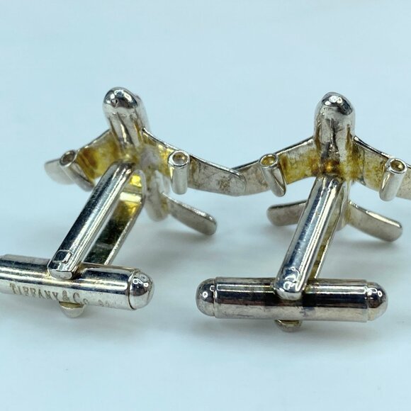 Tiffany & Co Airplane Pilot Plane Jet Cufflinks sterling silver 925 10g JR352 - Picture 5 of 8
